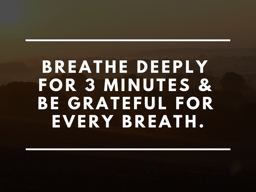 Breathe deeply for 3 minutes & be grateful for every breath.