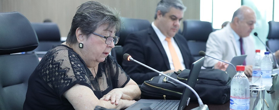 Conselheira federal Carmen Petragila, primeira chanceler do Mérito da história do Confea, apresentou os nomes dos novos homenageados do Mérito