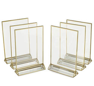 Gold table number & menu display frames 