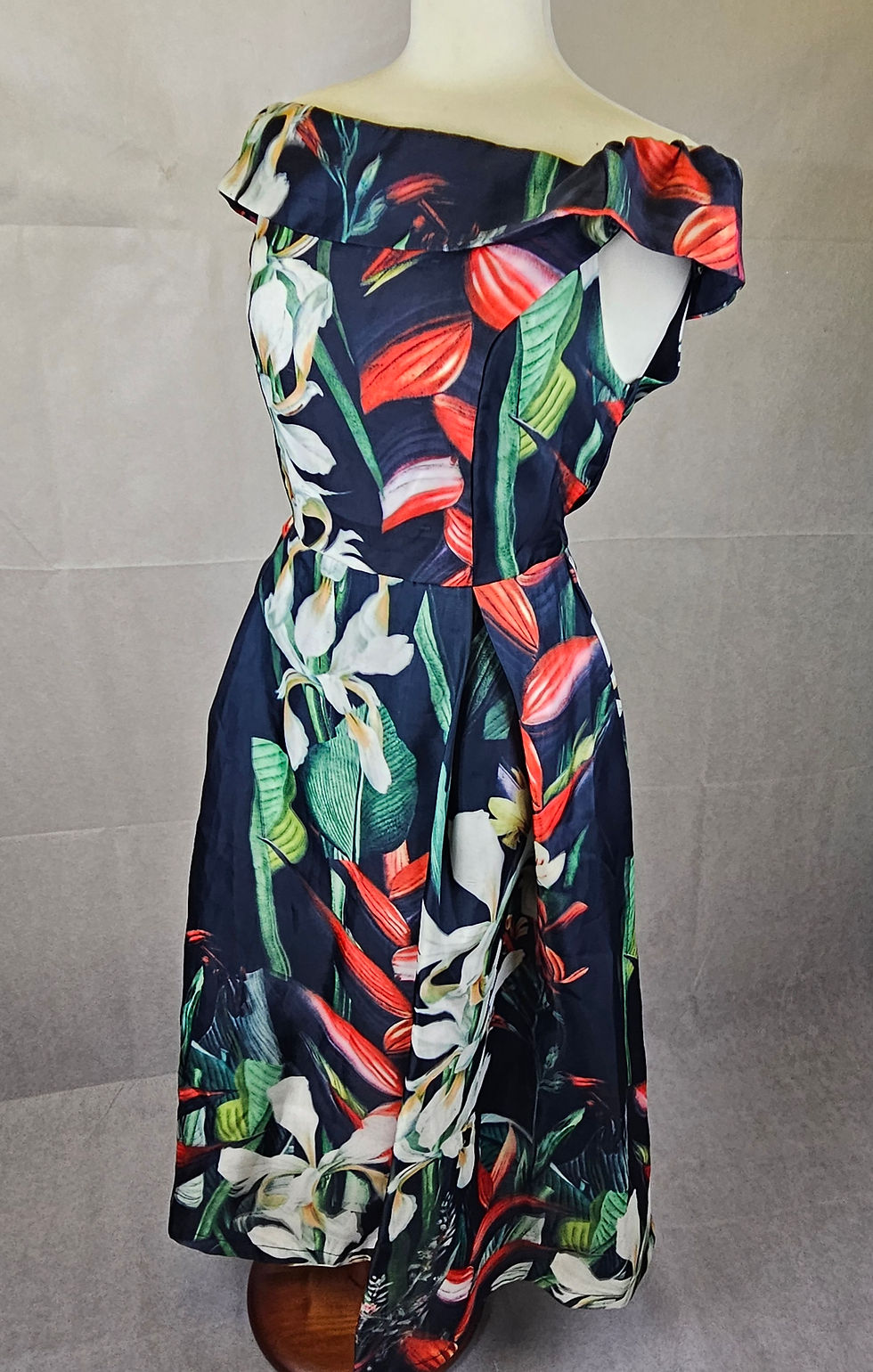 Thumbnail: Jolie Moi navy floral dress UK14