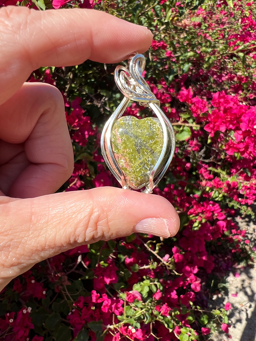 Thumbnail: Unakite Heart Shaped Pendant