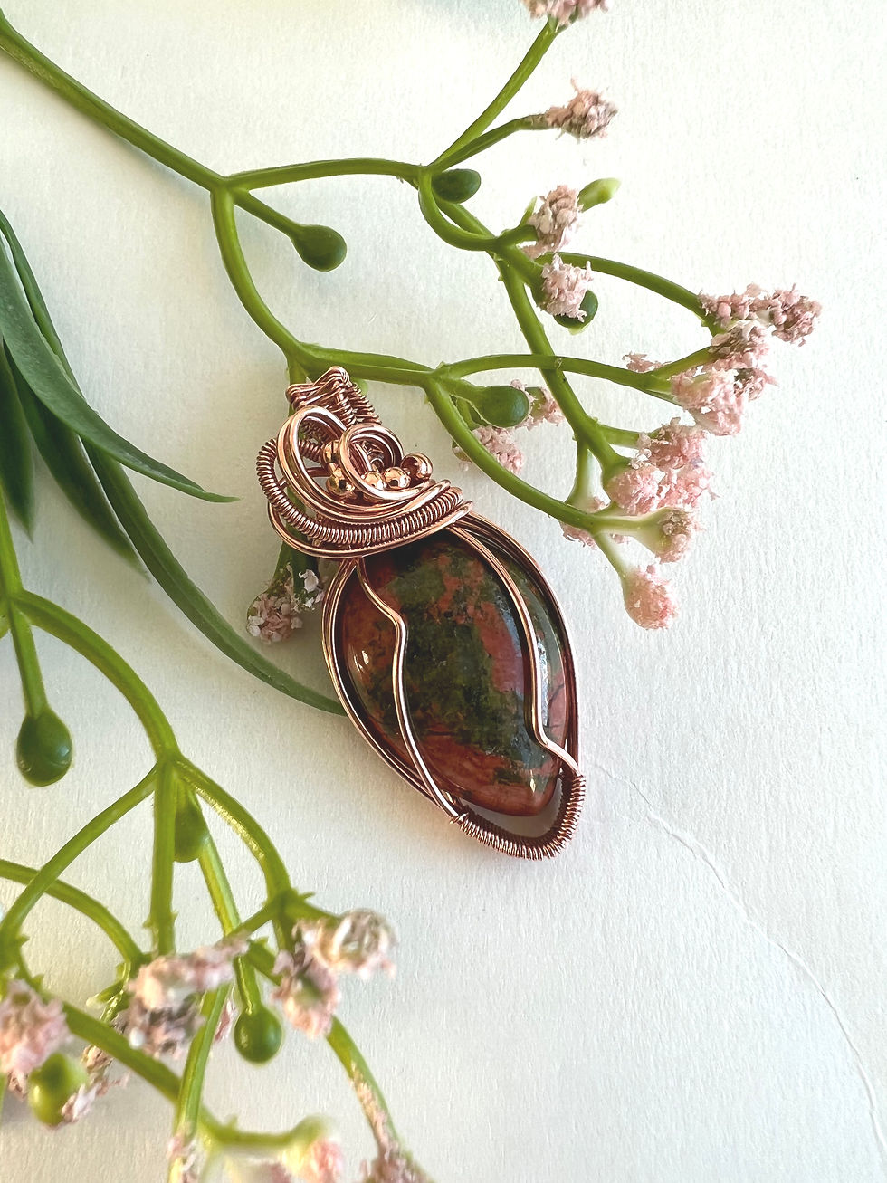 Thumbnail: Unakite pendant in copper