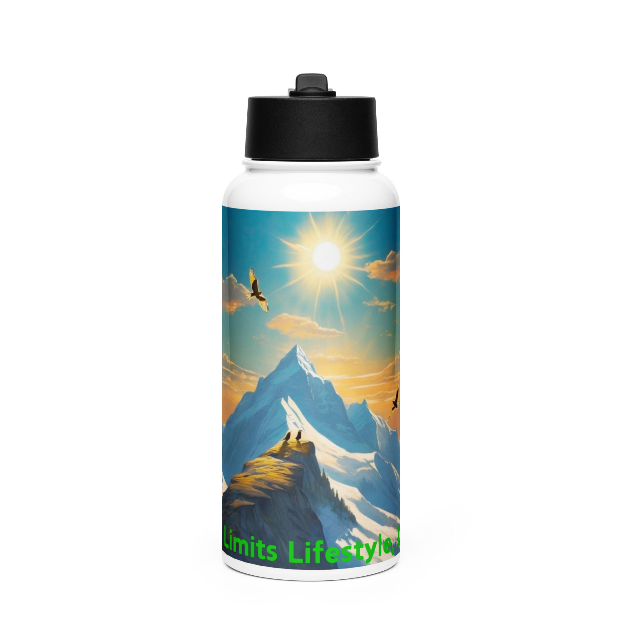 Stainless steel water bottle with a straw lid
