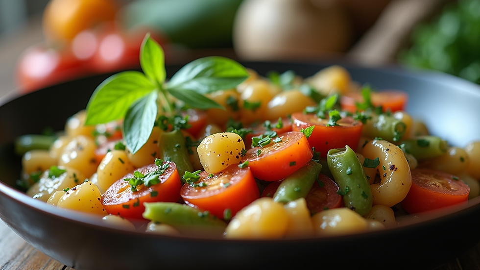 Close-up view of a healthy meal prepared with fresh vegetables