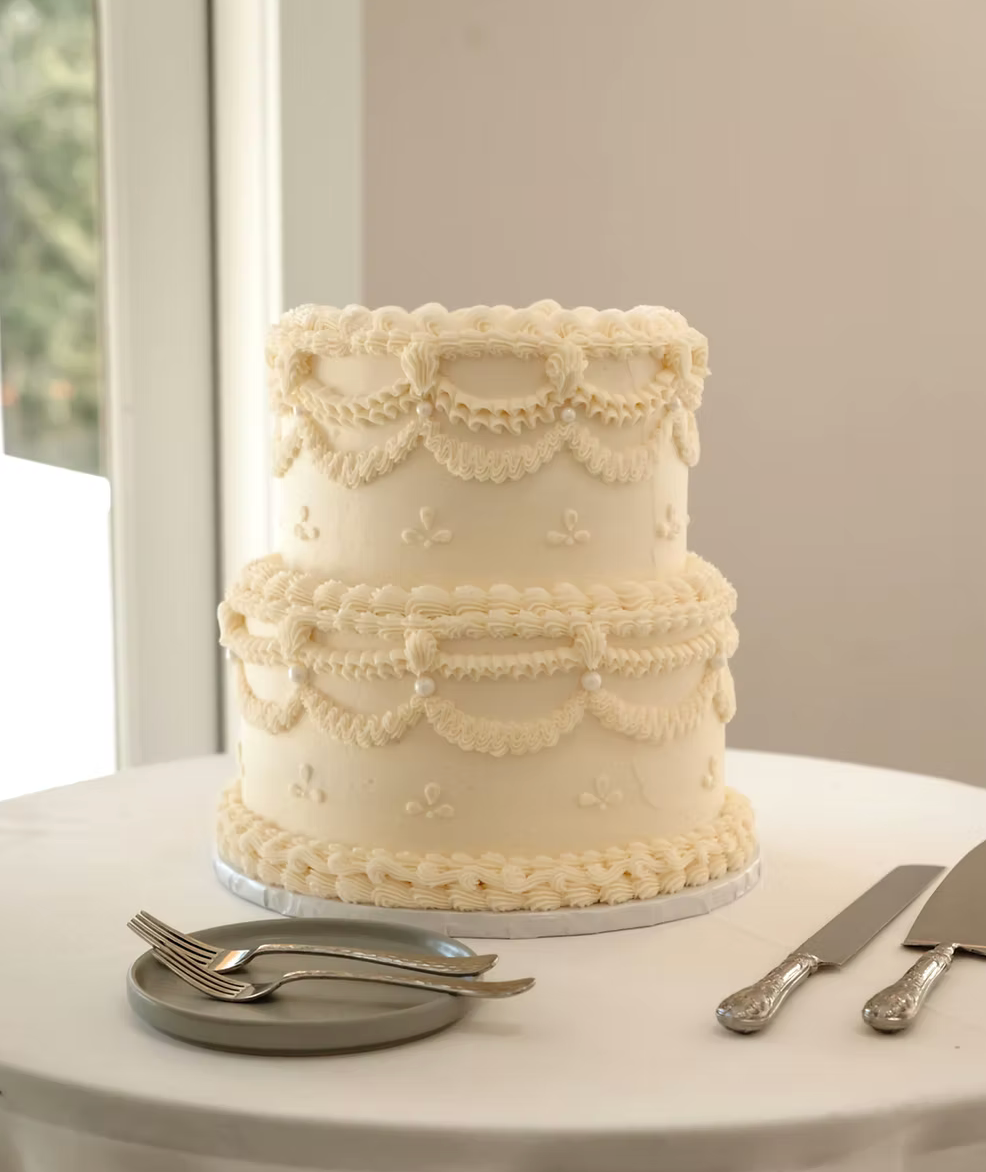 8" + 10" Two Tiered Vintage Style Cake