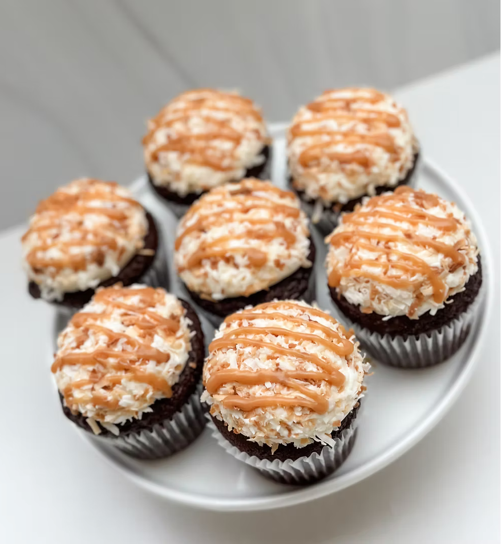 Gluten Friendly Salted Caramel Coconut Cupcakes