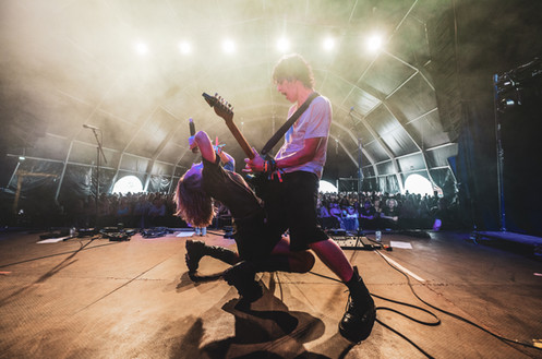 Conor Houston and Hannah Grae on stage at Pukkelpop festival in Belgium