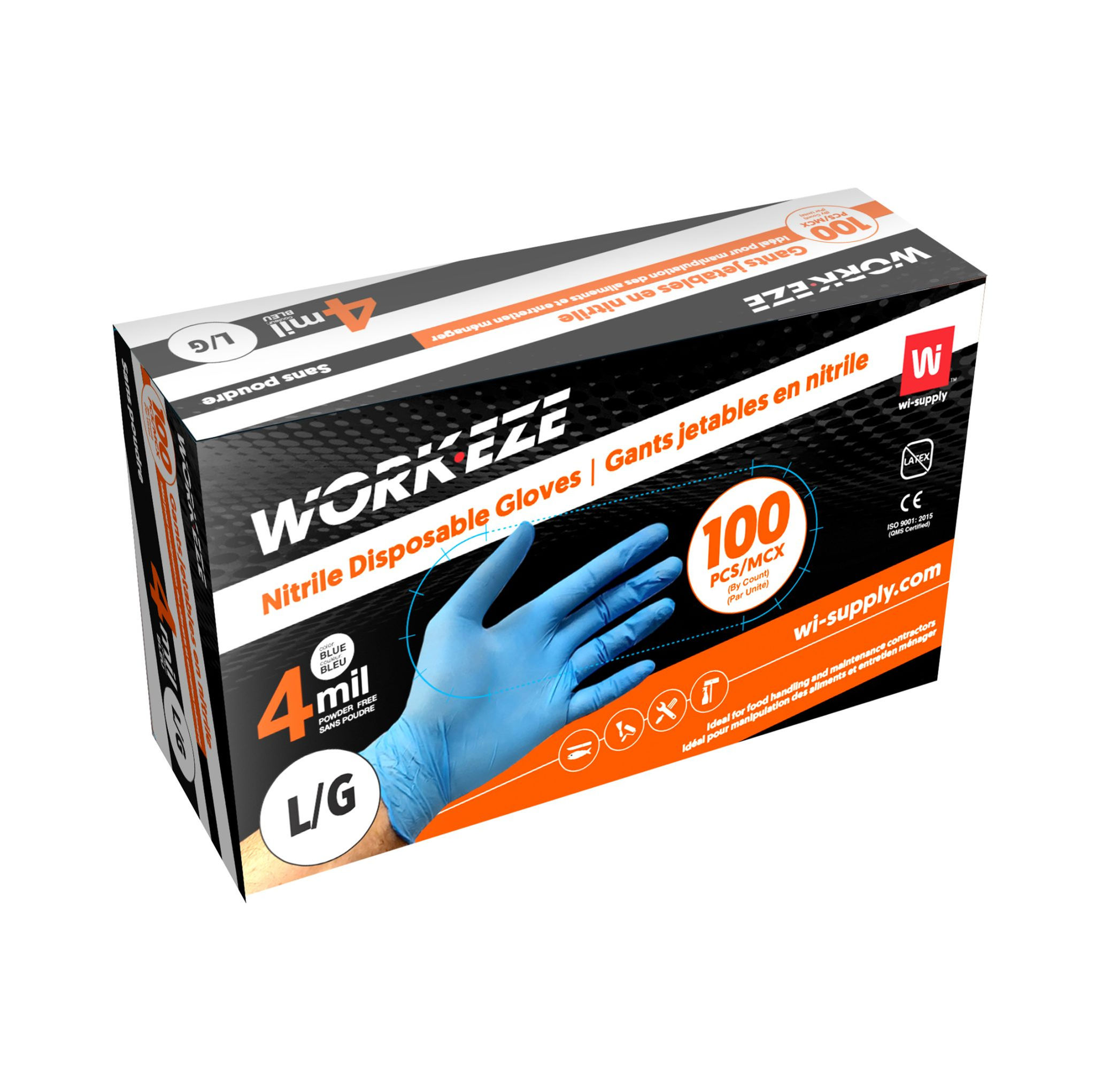 Wipeco 4mil Nitrile Blue Gloves 100/Box
