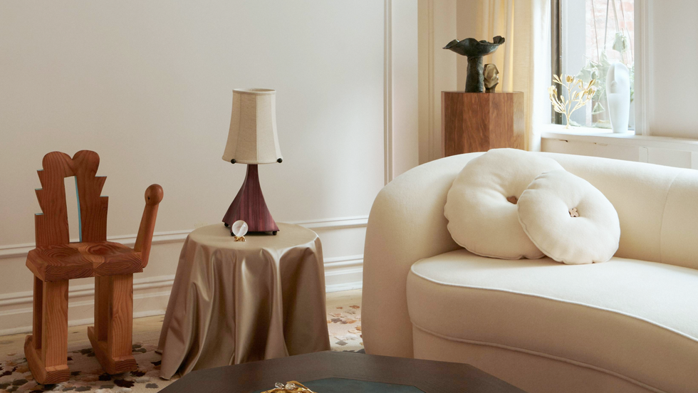 Lampe marqueterie de paille Lison de Caunes pour Doucet.