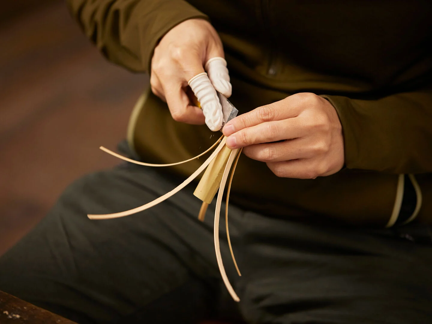 Artisan weaving bamboo for Loewe Craftsmanship.