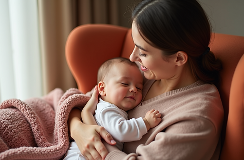 Mom holding baby looking lovingly