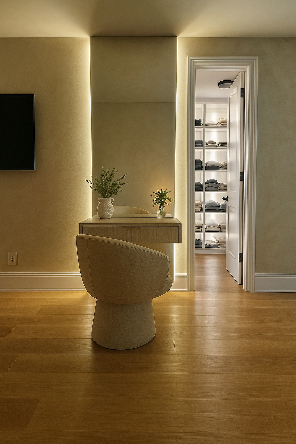Modern Vanity with Walk-In Closet
