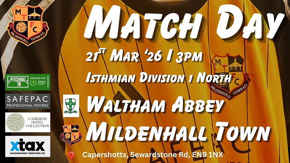 🟡⚫️ MATCH DAY - AWAY AT WALTHAM ABBEY! ⚫️🟡