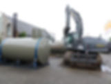 Saneringsmachines aan het werk