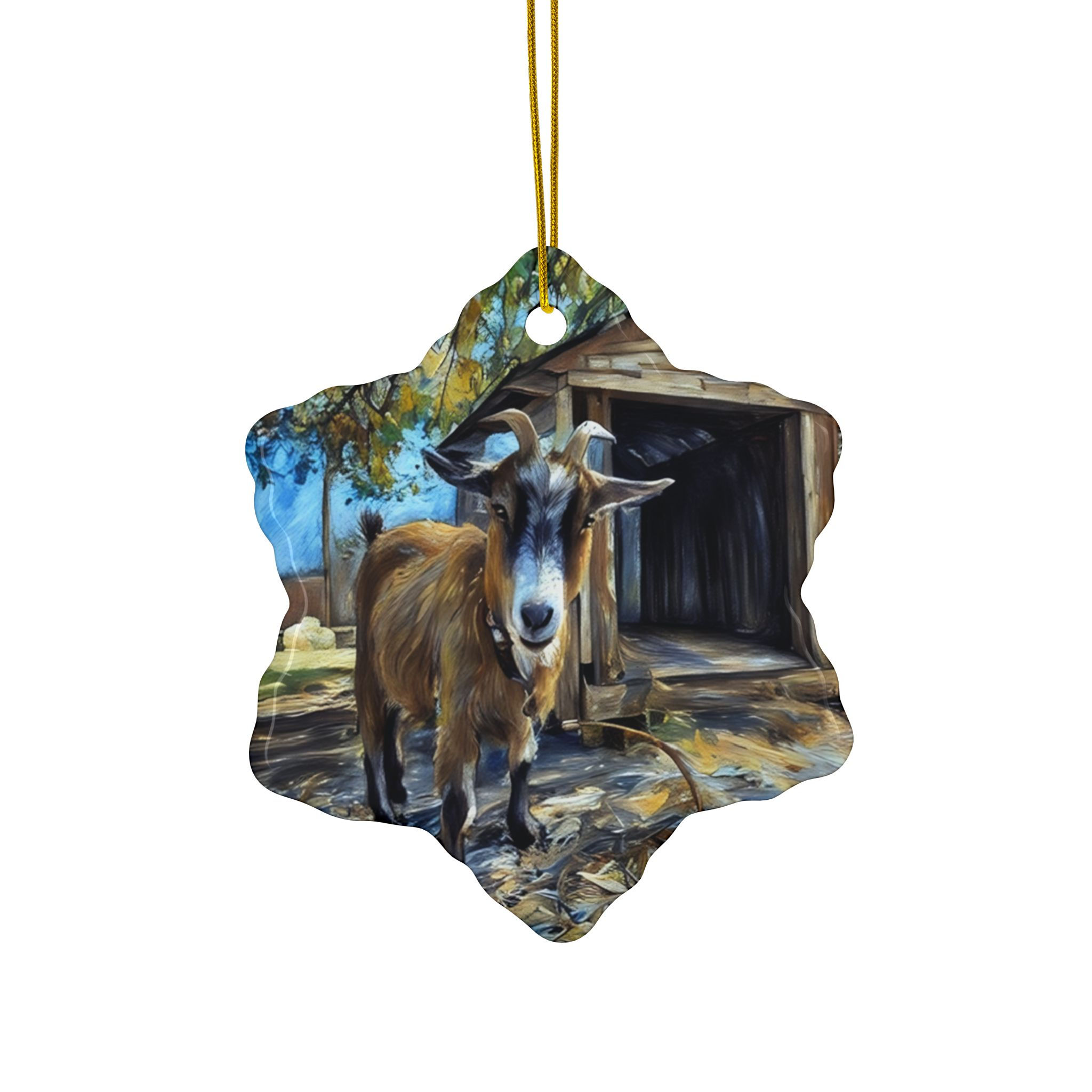 Mistletoe the Goat Christmas Ornament