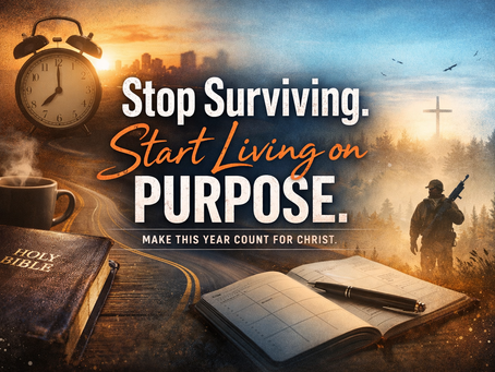 “Faith-based New Year blog graphic reading ‘Stop Surviving. Start Living on Purpose.’ with a modern, inspirational design symbolizing intentional Christian living and spiritual growth.”