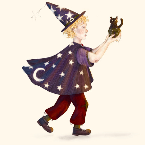 Christy Kate Bennett illustration wizard boy black cat running young audience adventure storybook children picture book children’s art digital Illustrator