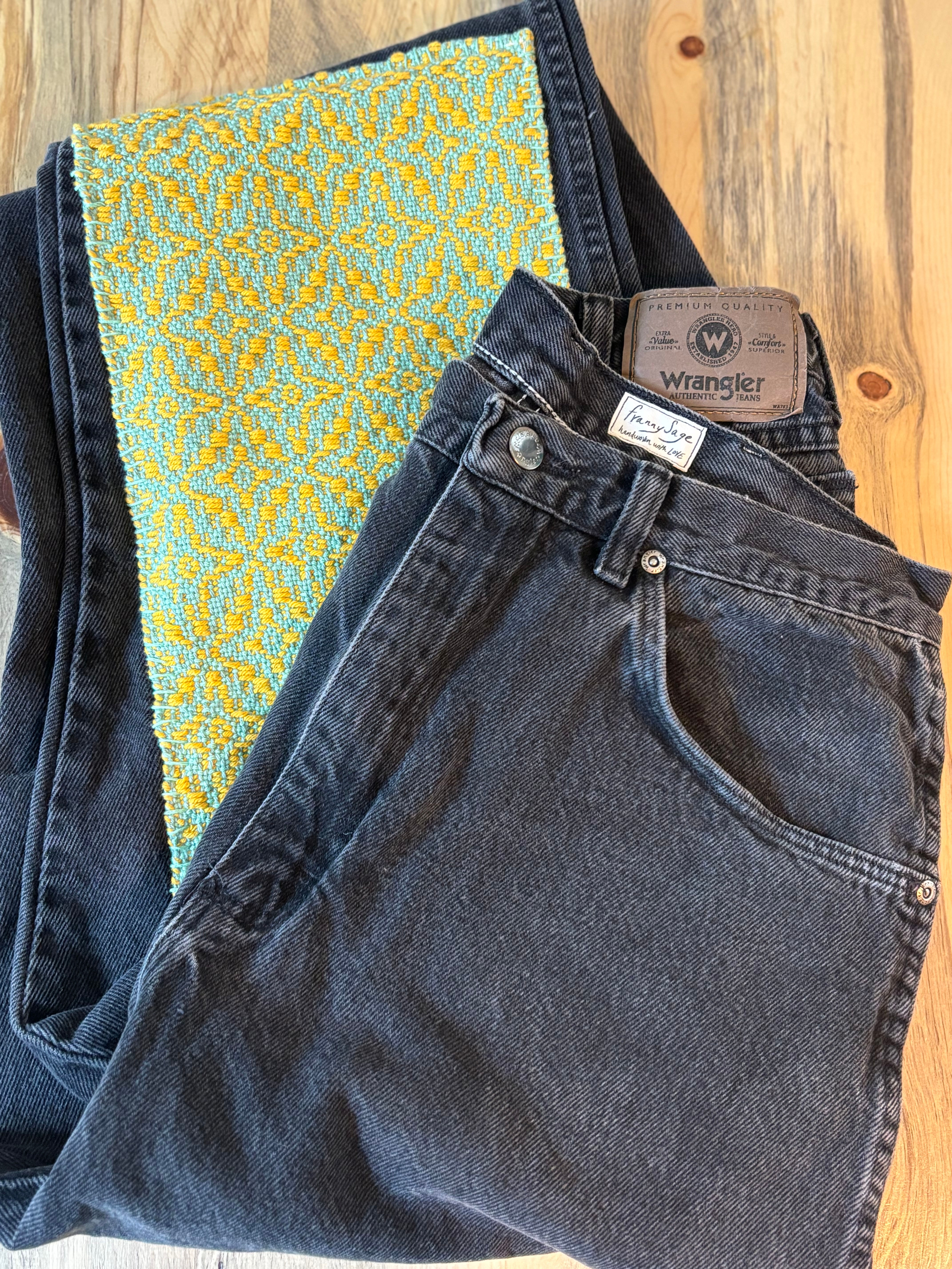 Black Wrangler Jeans with Sunshine Patches