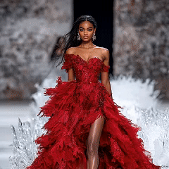 AI fashion ivideo, red dress AI fashion video