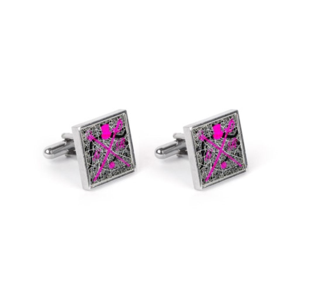 London Street Map Bold Hot Pink Cufflinks