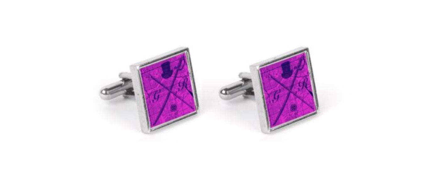 Calgary Street Map Magenta Cufflinks