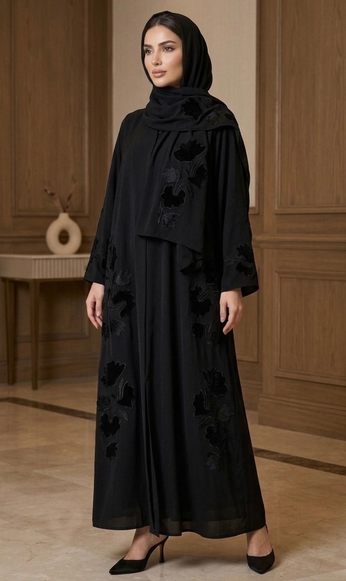 Midnight Flora Abaya