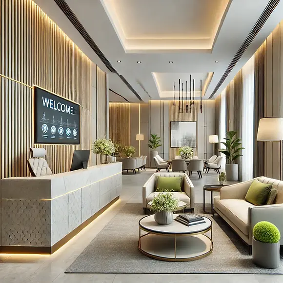 DALL·E 2024-09-14 10.33.46 - A modern luxury office reception area designed for a business