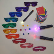 Colour therapy tools on a table