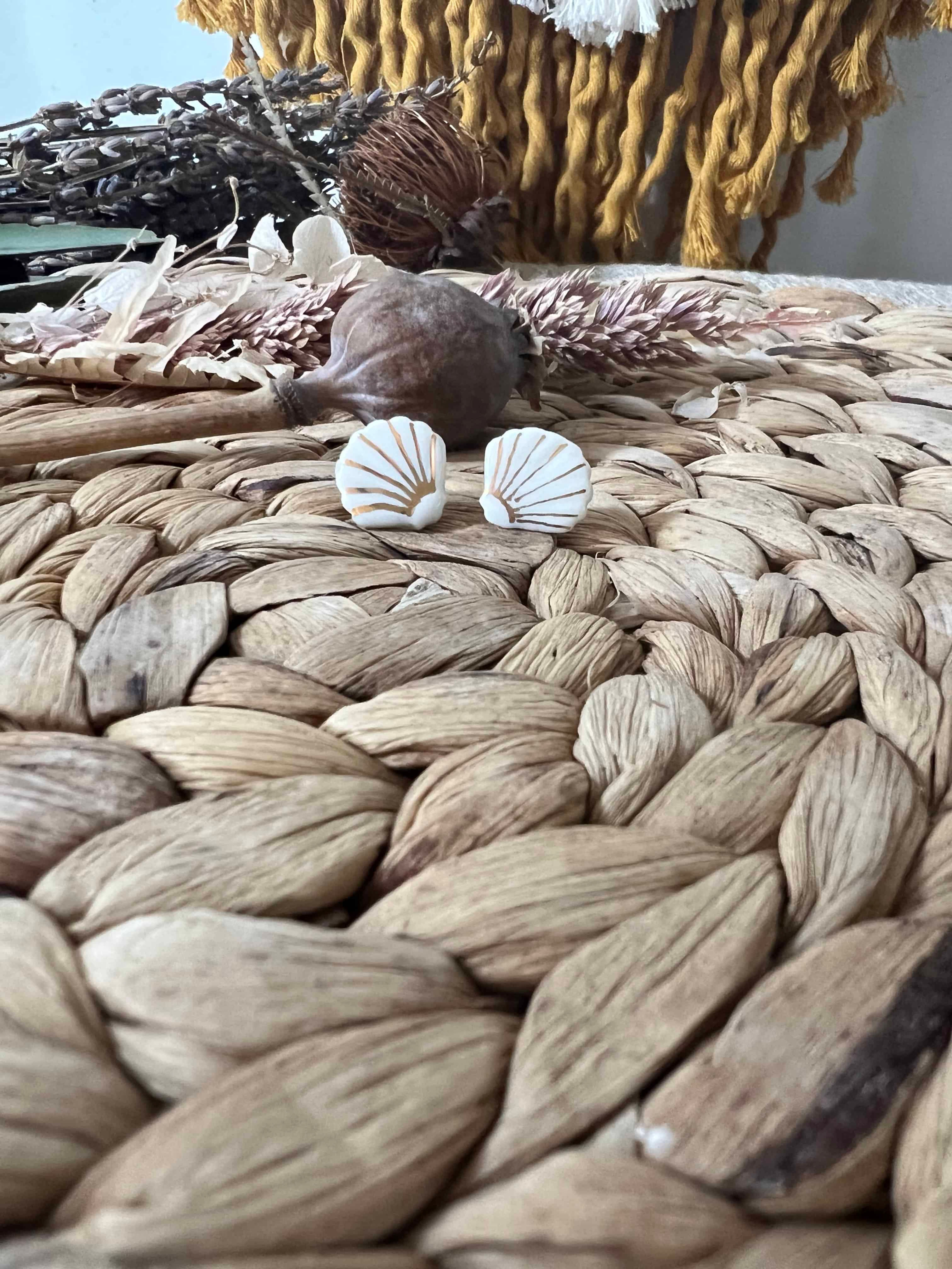 White shell earrings