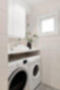 Resurfaced tiles, cabinetry and benchtop in Syndey laundry renovation