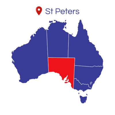 St Peters, SA, identified on a map