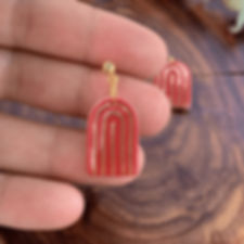 Red Rainbow Porcelain Earring