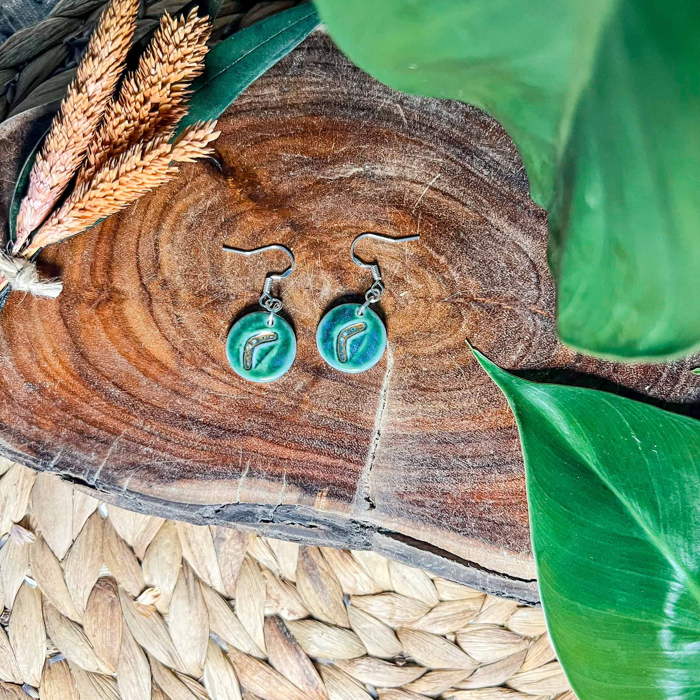 Boomerang Porcelain Earrings with Gold Lustre