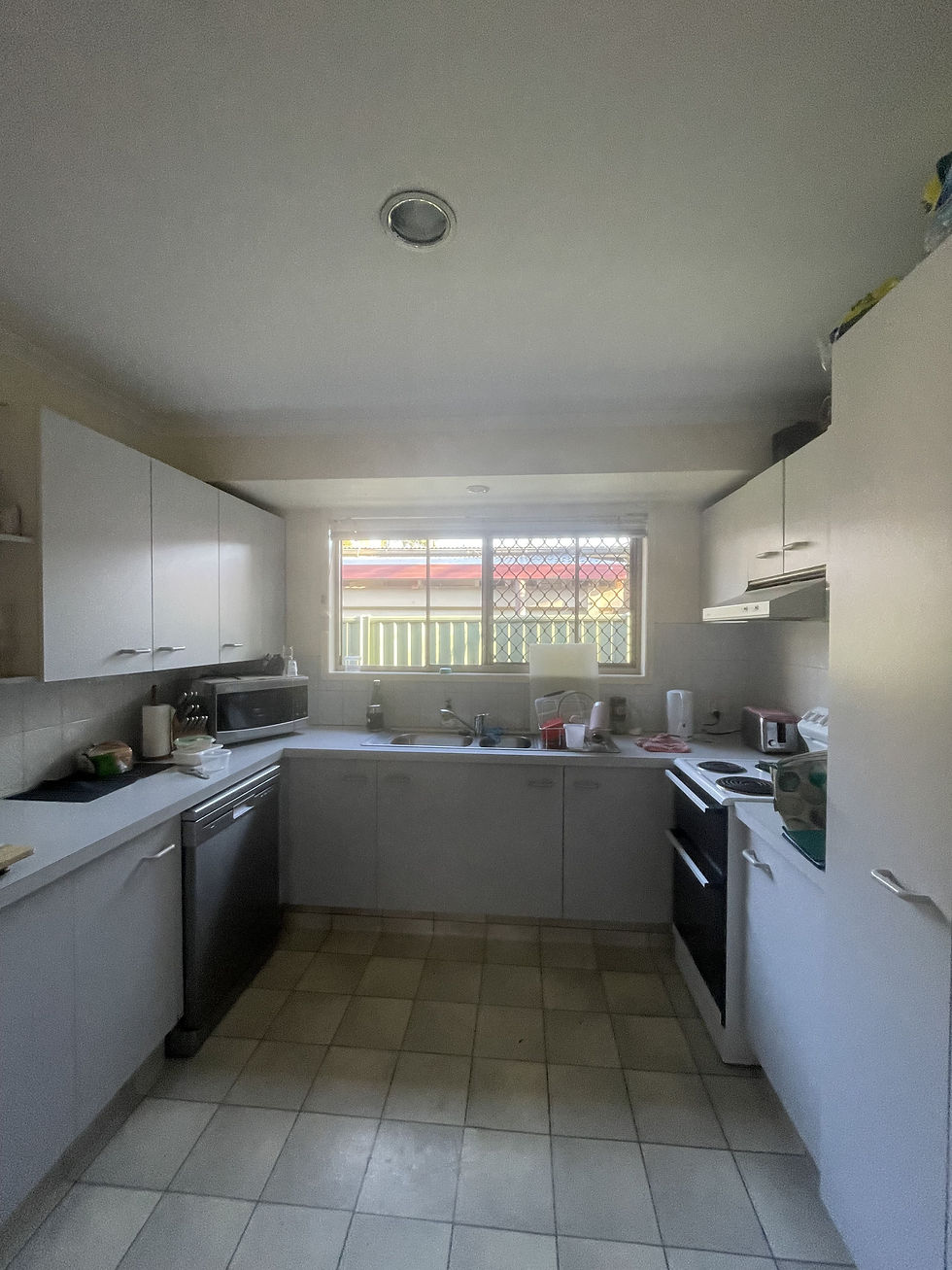 Before the cabinetry was a pale blue with some damage.