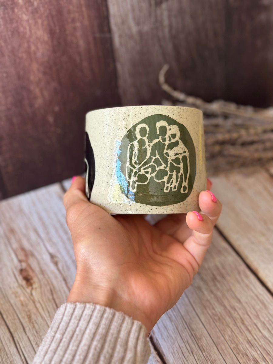 Green glazed personalised mug