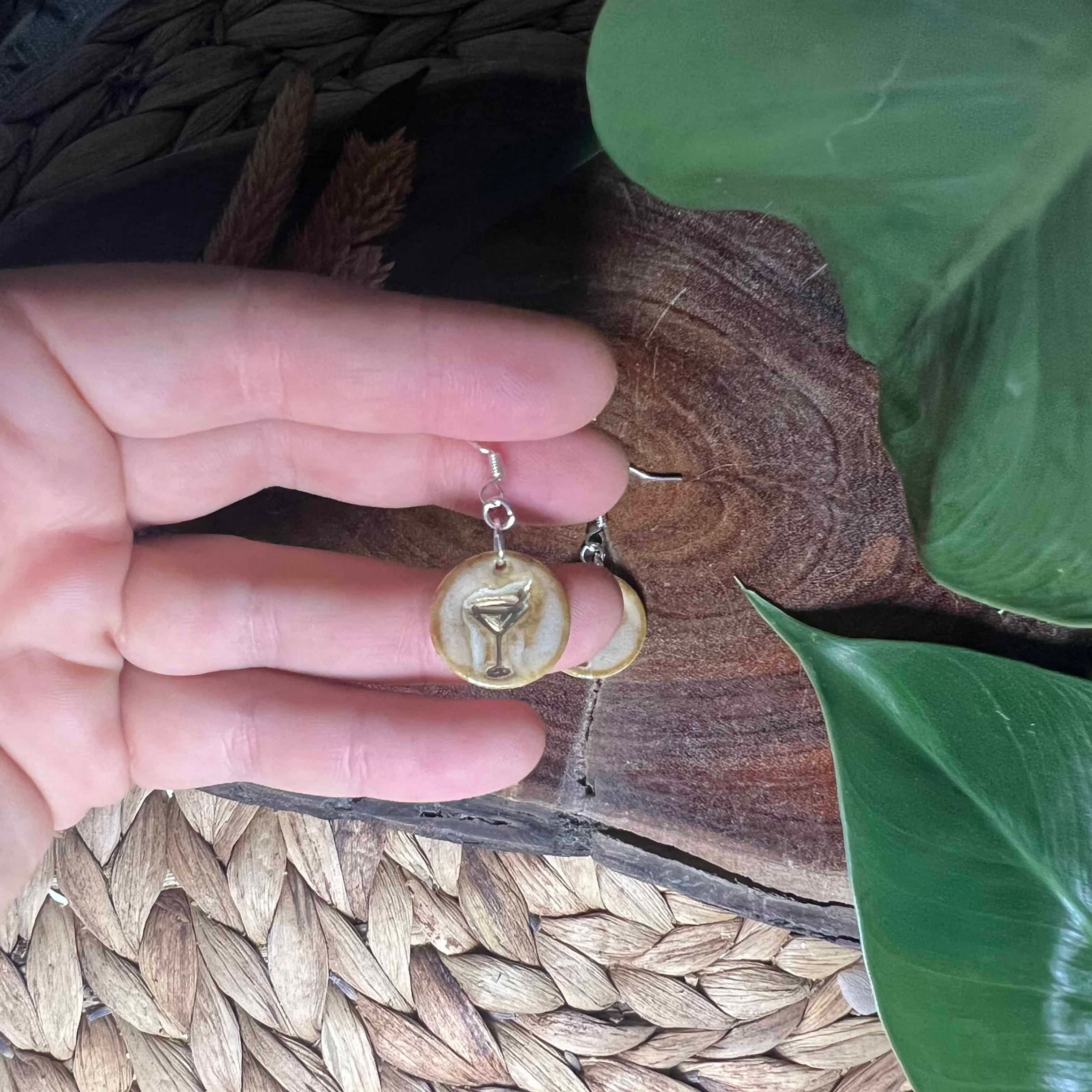 Cocktail Earrings with Gold Lustre