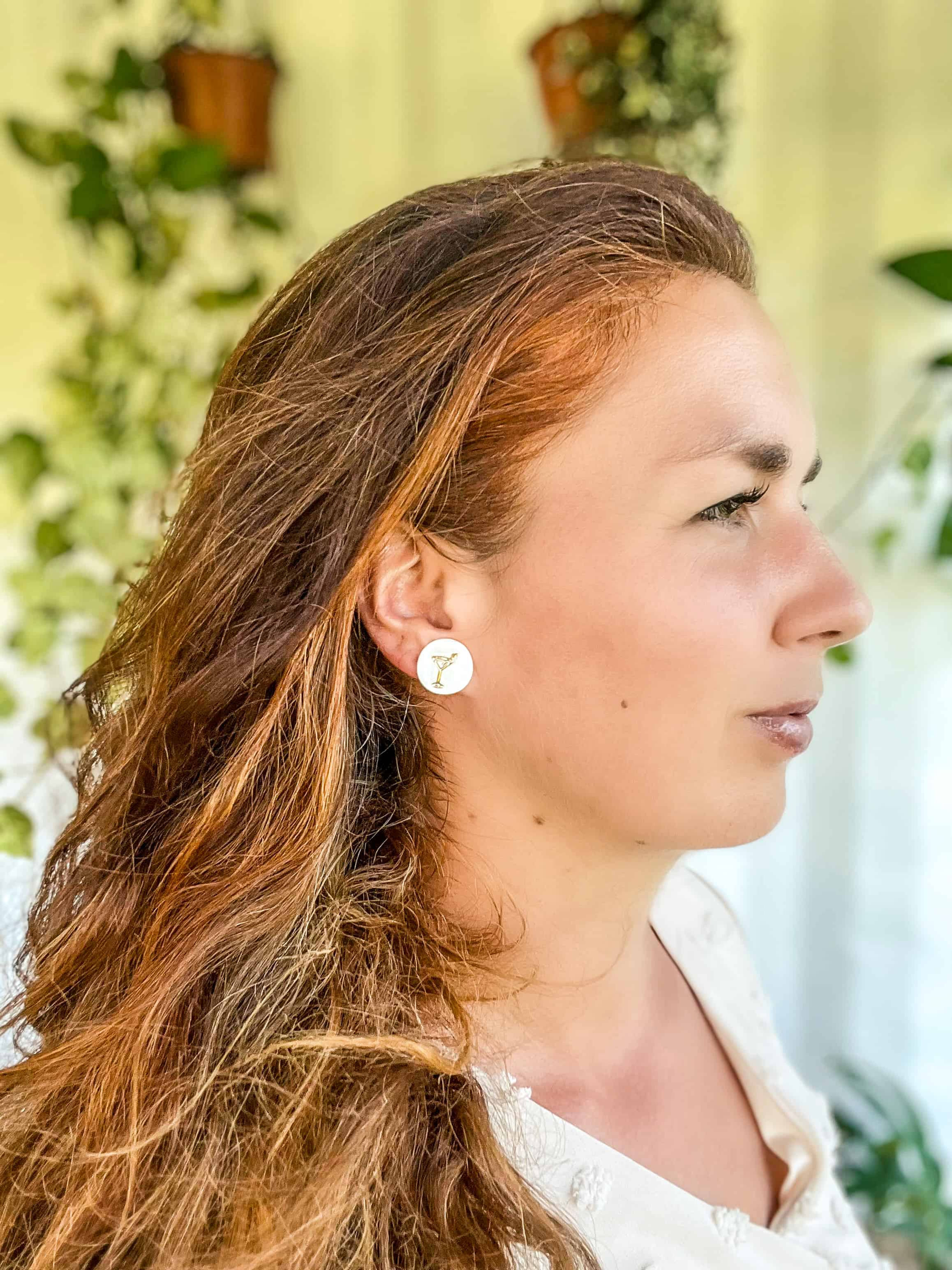 Cocktail Stud Earrings with Gold Lustre