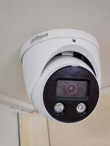 Close up of a Dahua security camera installed in Toowoomba