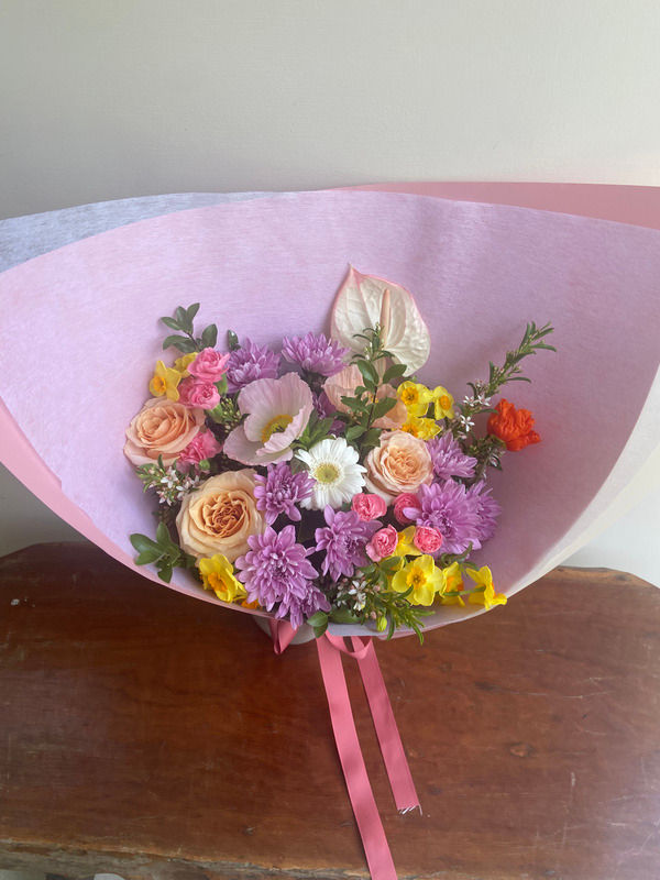 Close up of Valentine's Day flowers in a Toowoomba florist's studio