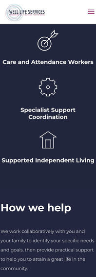 Icons on the original home page that show only a portion of their services.