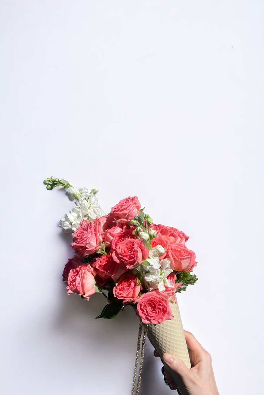 Rose bouquet in a gelato cone
