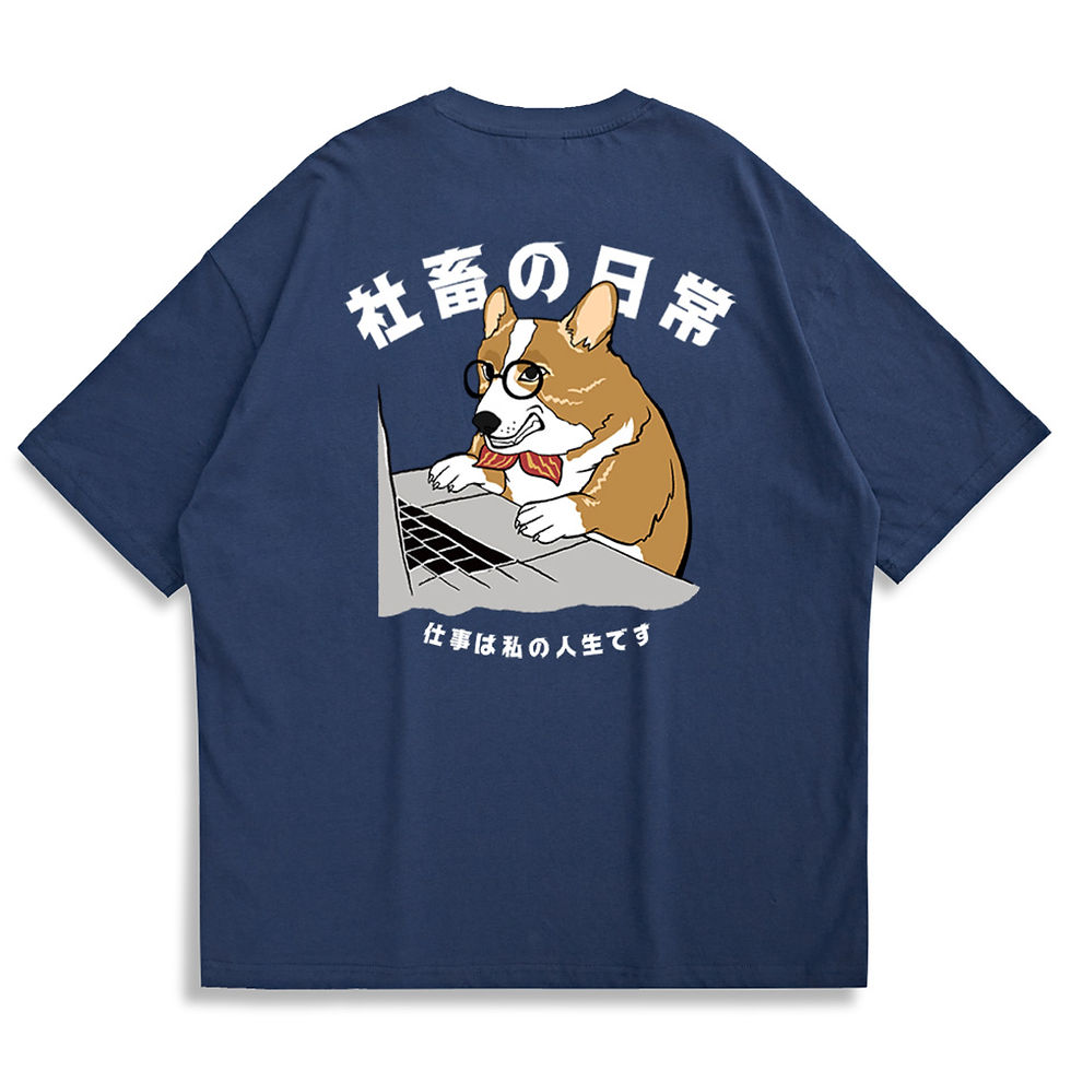 縮圖：【Creeps Original】社畜の日常 Corgi Oversized Printed T-shirt