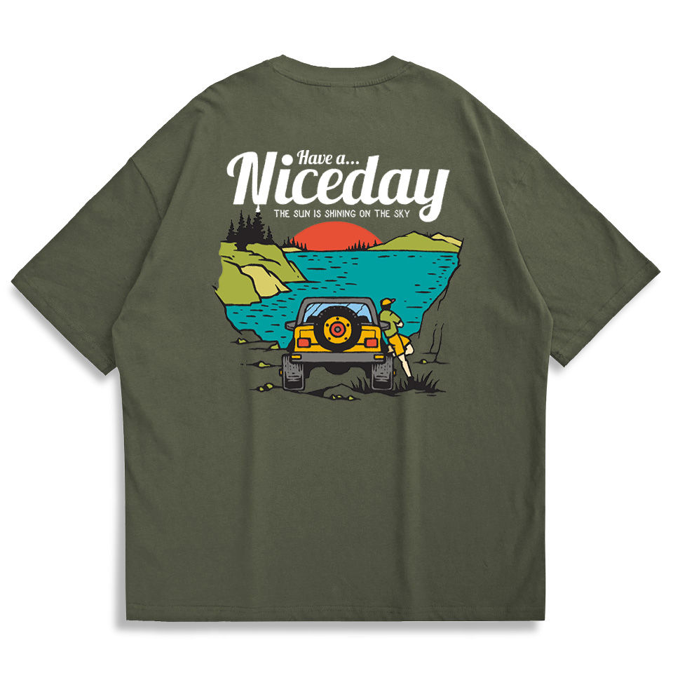 縮圖：【Creeps Original】Have A Nice Day Oversized Half-sleeve T-shirt