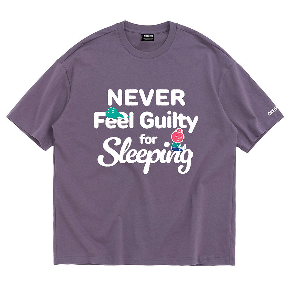 縮圖：【Wulichacha】Never Feel Guilty for Sleeping Oversized Printed T-shirt