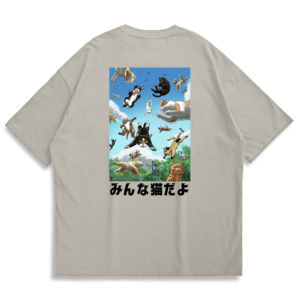 縮圖：【Creeps Original】Cats Rain Oversized Printed T-shirt