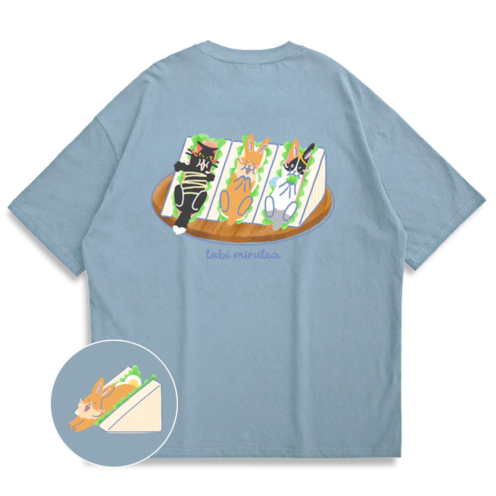 【Tabi.mirutea】Sandwiches Oversized Printed T-shirt