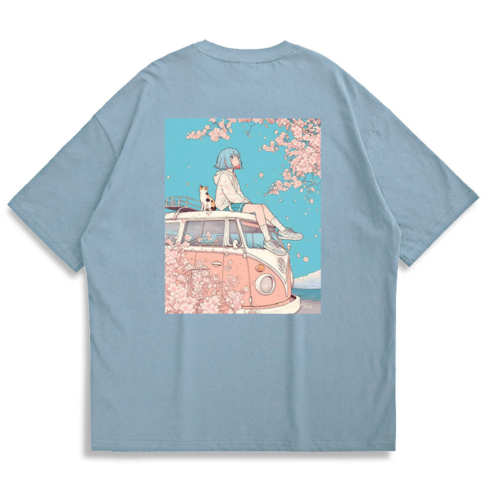縮圖：【Yukiame.art】Wagen Bus Sakura Oversized Printed T-shirt
