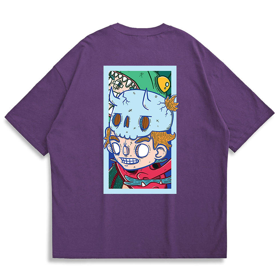 縮圖：【Small Tomato】Blue Head Oversized Printed T-shirt