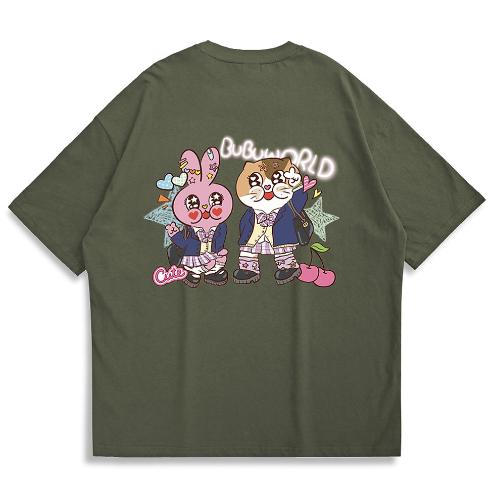 縮圖：【Bubuworldxx】Pure-hearted Y2K Oversized Printed T-shirt