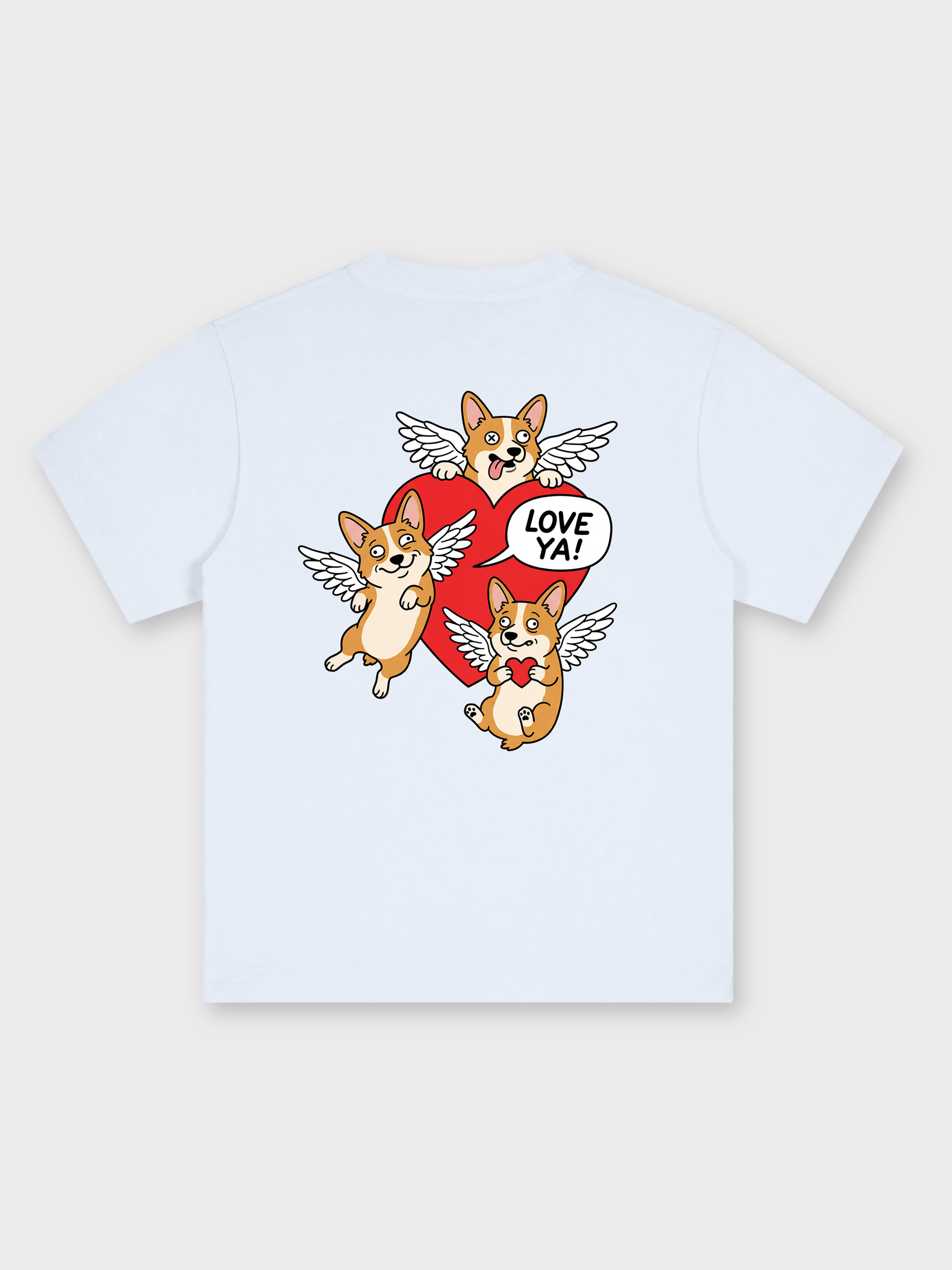 CREEPS / ANGEL CORGI LOVE YA OVERSIZED PRINTED TEE